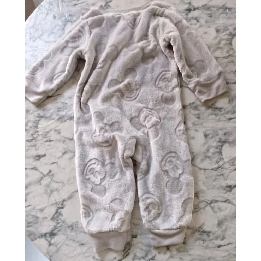 Disney Mickey Mouse 1 Piece PJs 18M Toddler Unisex Cozy‎ Comfy Fuzzy